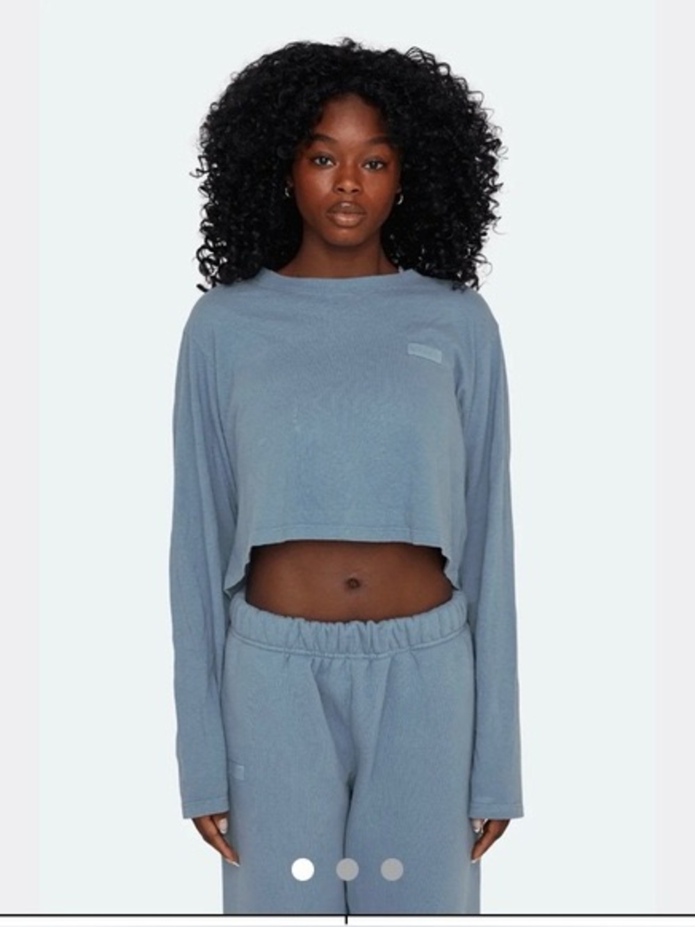 SET Active Long Sleeve Light Blue Cropped Tee Loungewear Casual Sporty Large